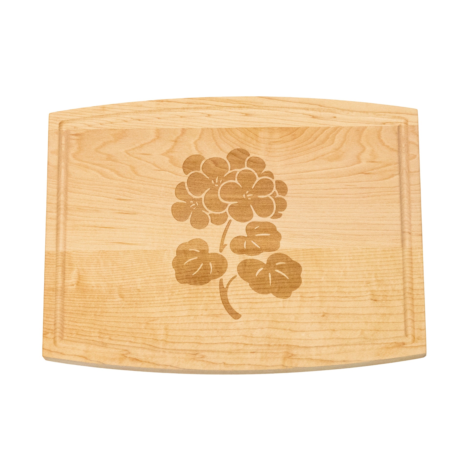 Wood Arched Cutting and Cheeseboard with Geranium