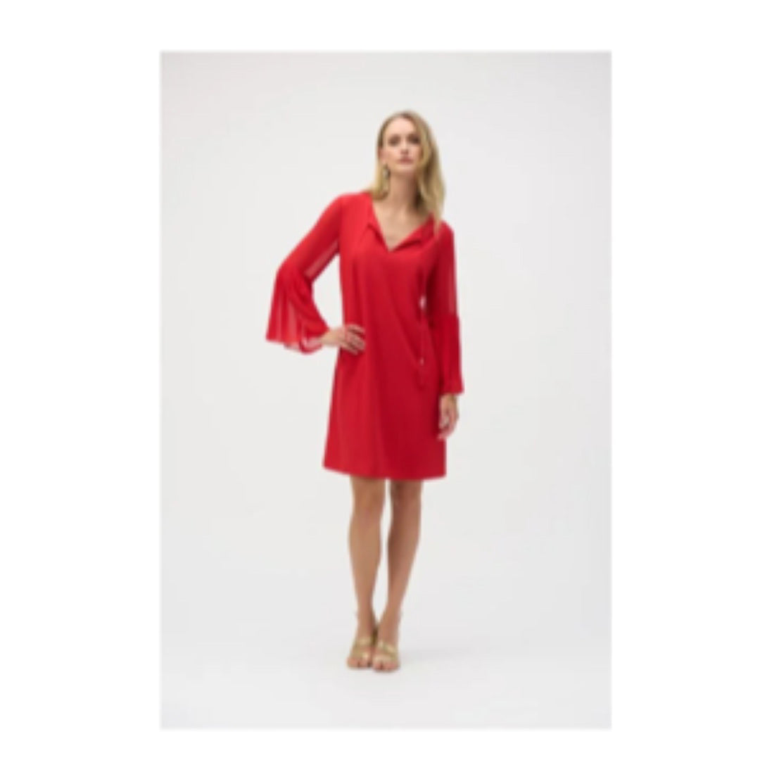 Apparel - Joseph Ribkoff Eggshell and Chiffon Straight Dress