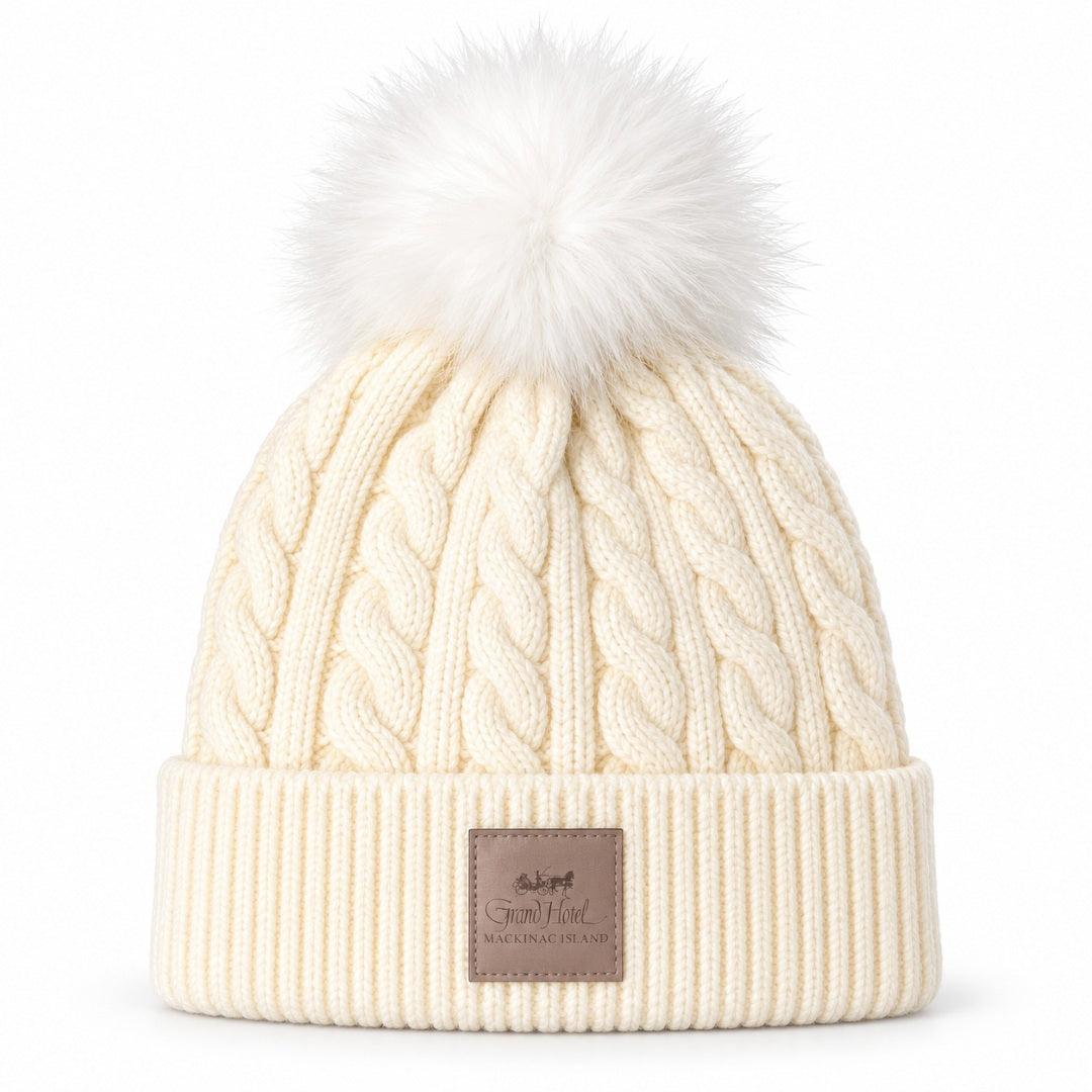 Beanie - Knit Faux Fur Pom Grand Hotel logo