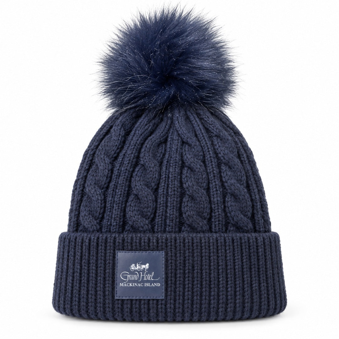 Beanie - Knit Faux Fur Pom Grand Hotel logo
