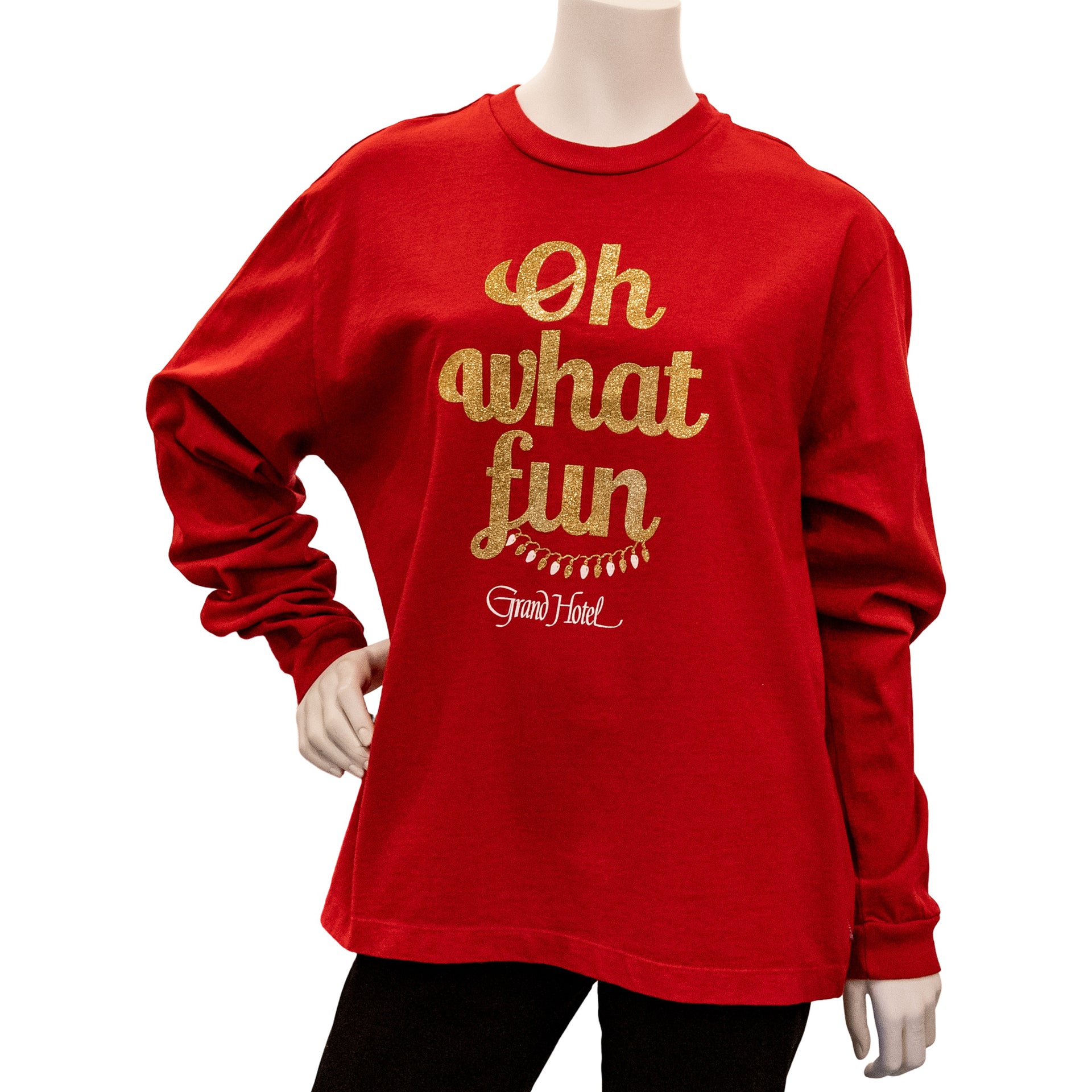 Apparel - Long Sleeve Crew Neck Christmas Tee with Grand Hotel