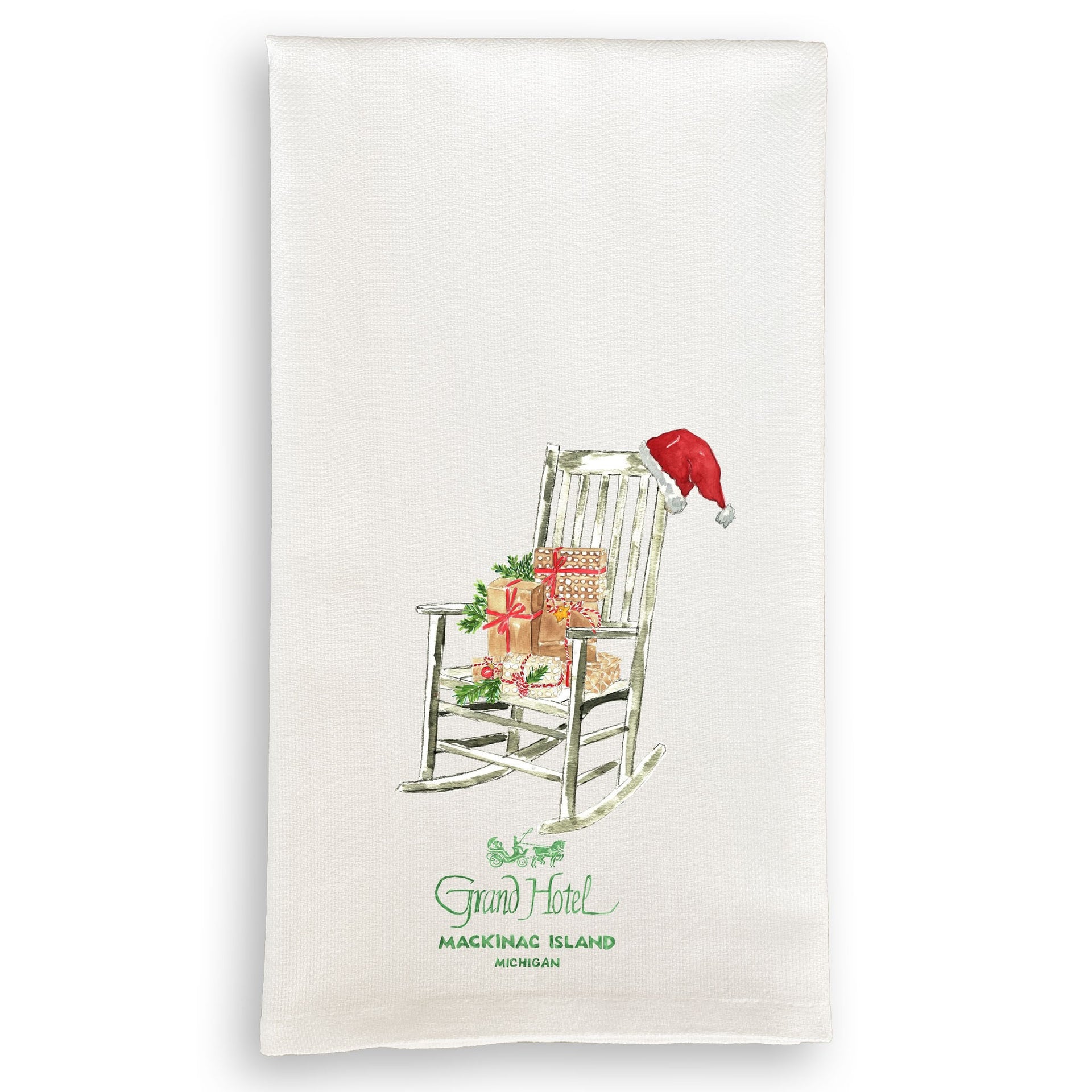 Kitchen Towel - Rocking Chair with Santa Hat