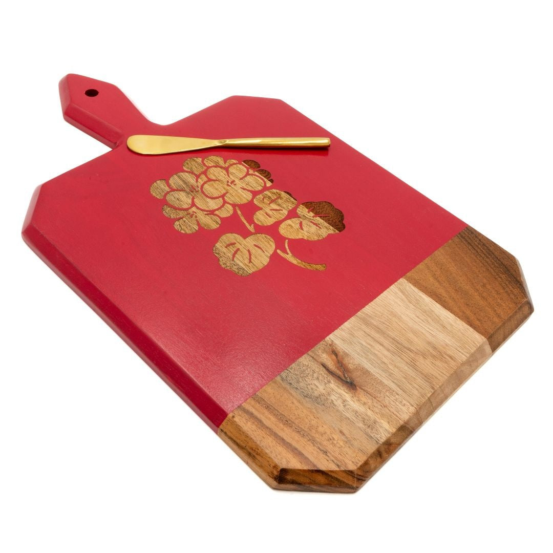 Wood Board - Geranium and Logo