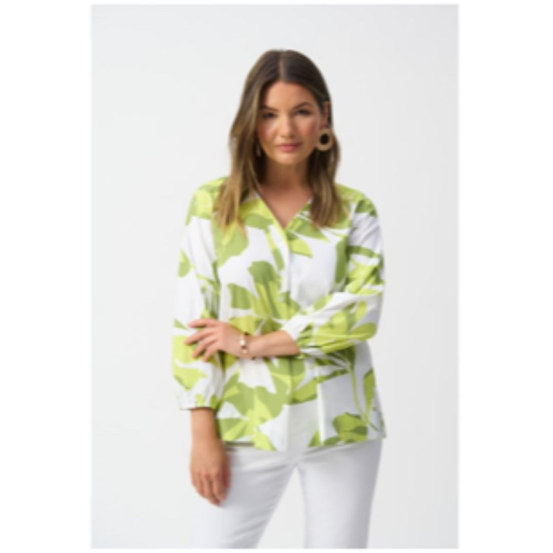 Apparel - Joseph Ribkoff Stretch Poplin Floral Print Trapeze Top