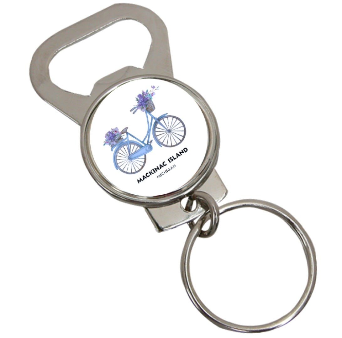 Bicycle Lilacs Key Ring Bottle Opener - Mackinac Island