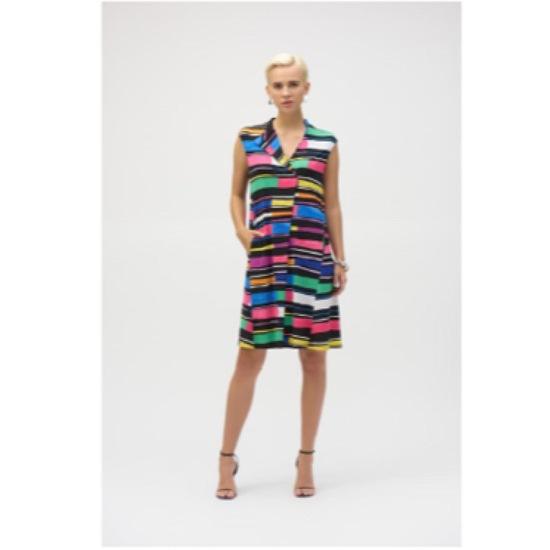 Apparel - Joseph Ribkoff Silky Knit Stripe Print Trapeze Dress