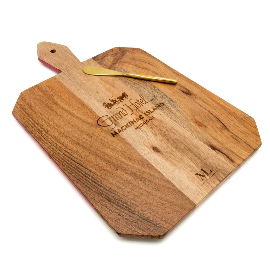 Wood Board - Geranium and Logo