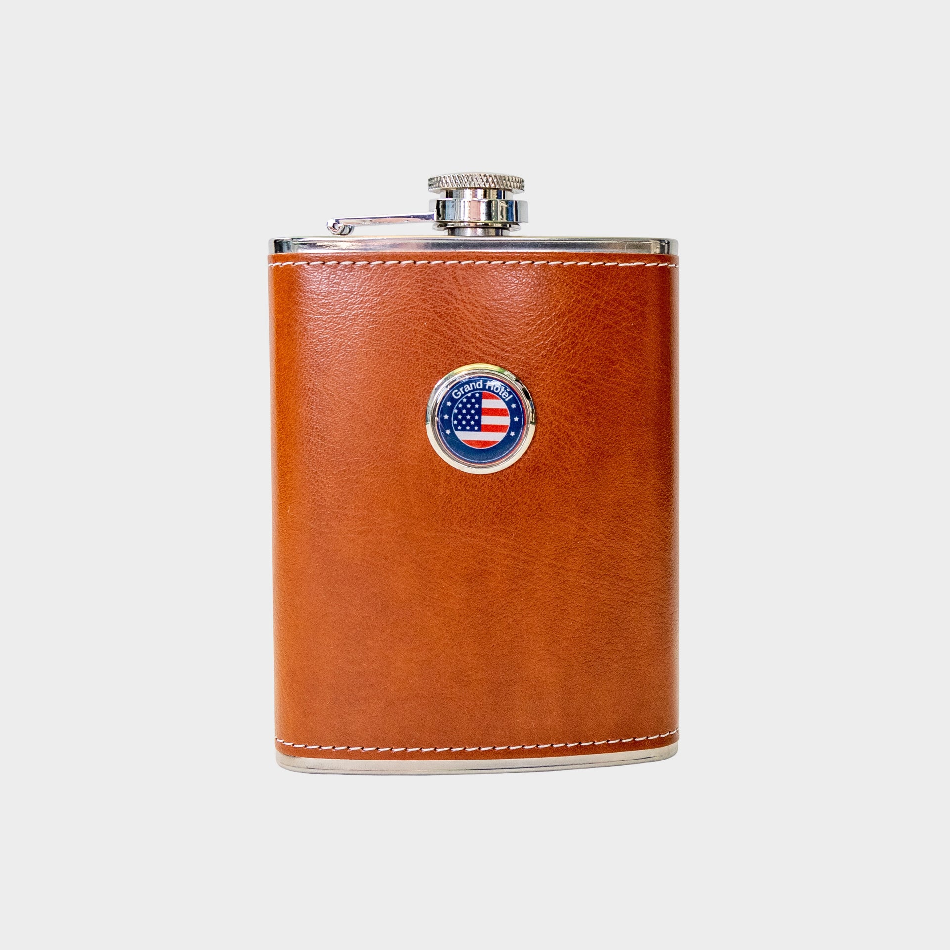 Logo Drinkware - Leather Flask - Patriotic