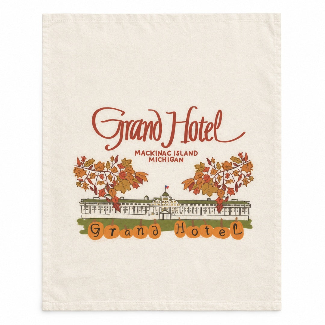 Grand Hotel Fall Pumpkins Kitchen Tea Towel