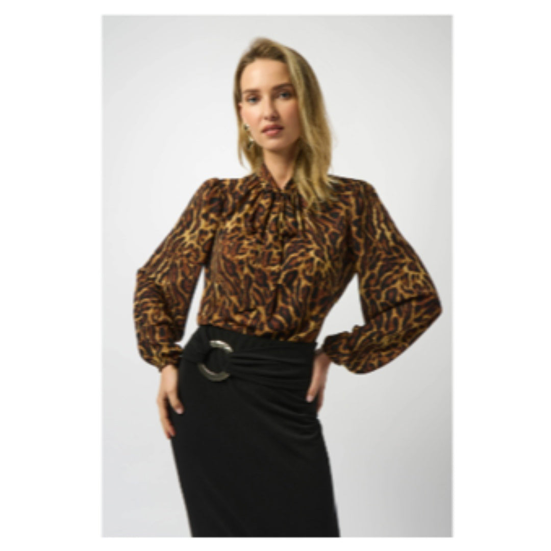 Apparel - Joseph Ribkoff Recycled Georgette Animal Print Straight Top
