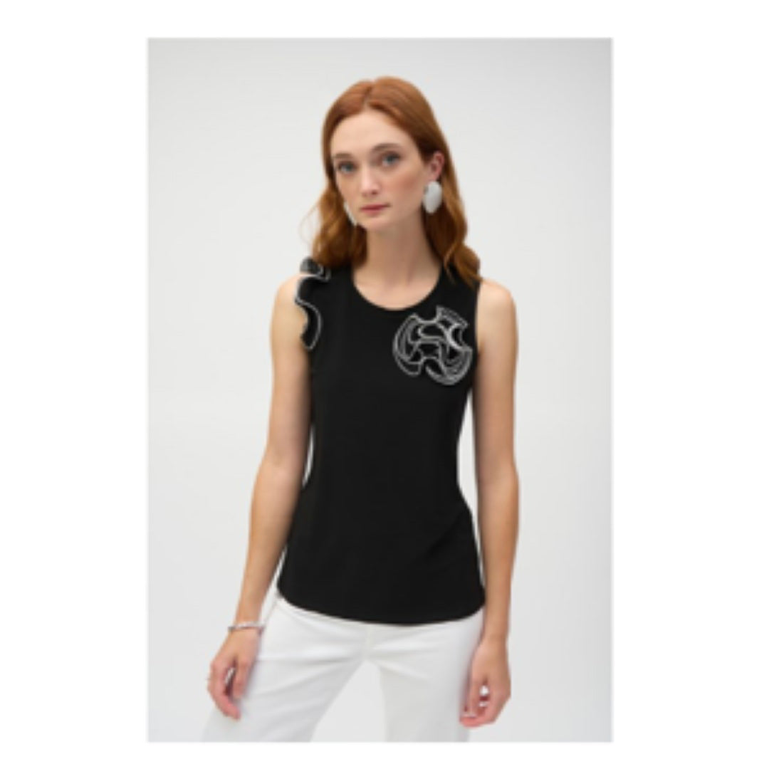 Apparel - Joseph Ribkoff Silky Knit and Chiffon Fitted Top