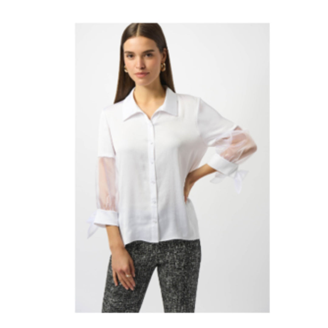 Apparel - Joseph Ribkoff Recycled Satin and Organza Boxy Blouse