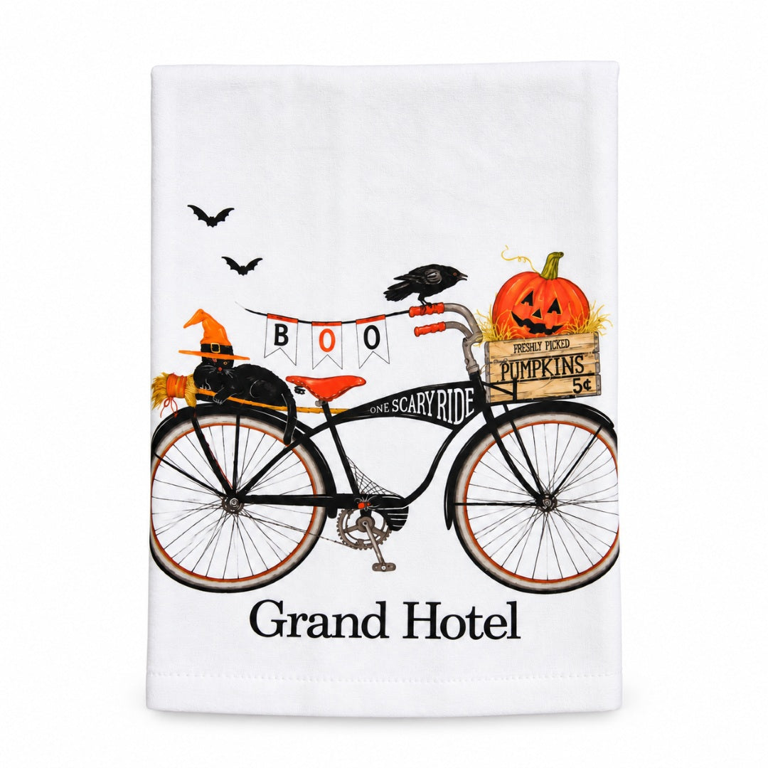 Grand Hotel Halloween Bicycle - Single Flour Sack Towel