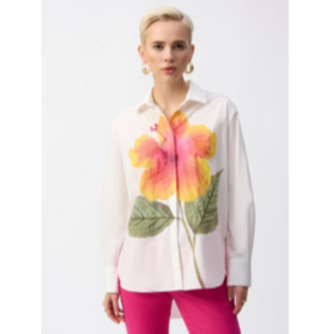 Apparel - Joseph Ribkoff Embroidered Flower Cotton Shirt