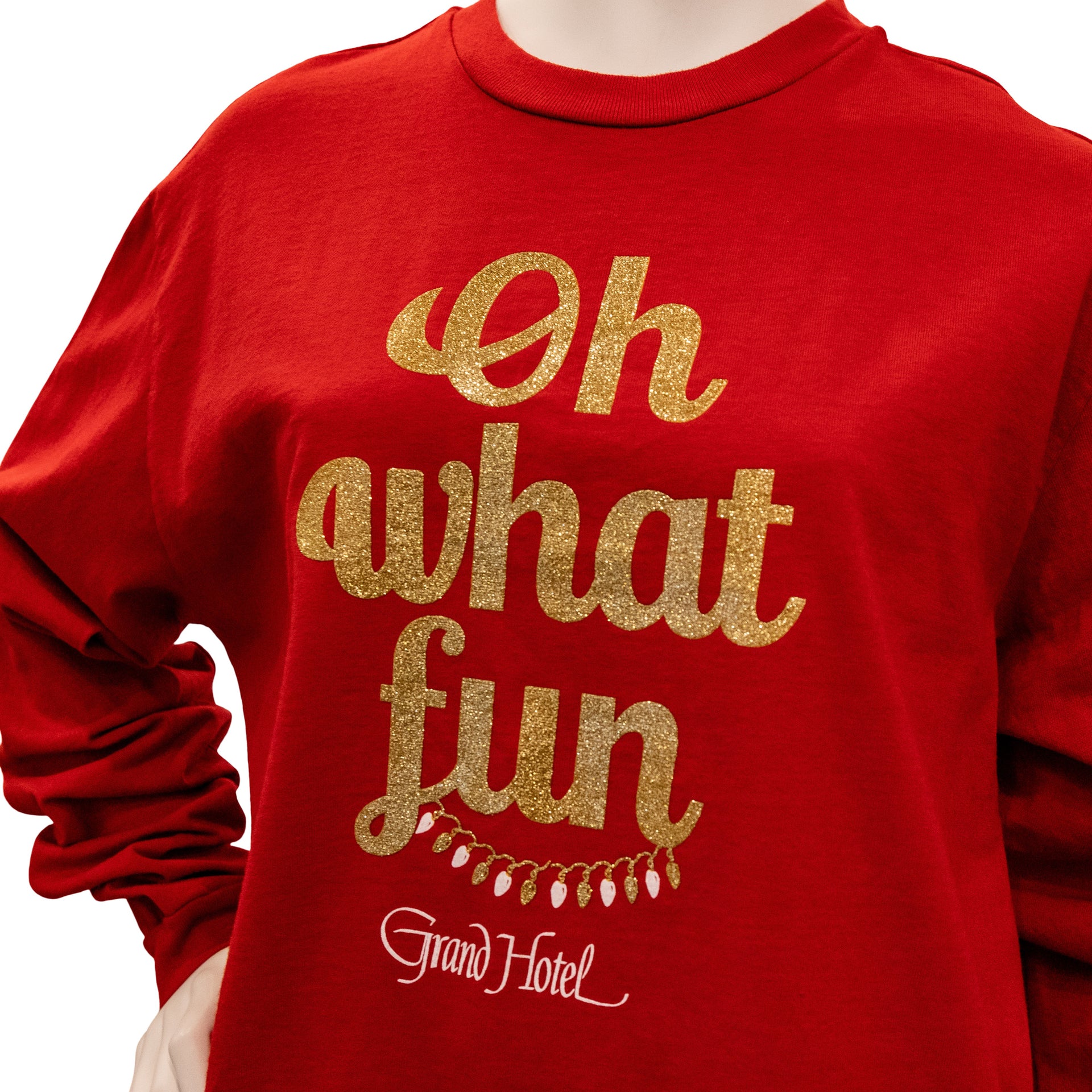 Apparel - Long Sleeve Crew Neck Christmas Tee with Grand Hotel